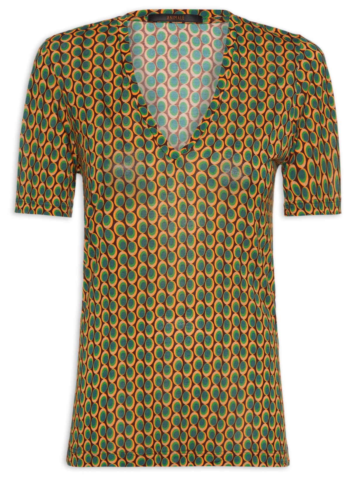 Camiseta Feminina Tee Decote V Manga Curta Geo Paletine Color - Verde