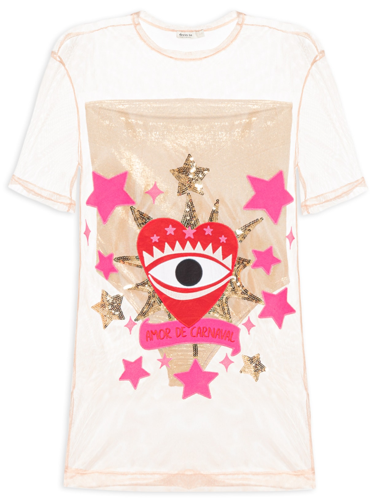Camiseta Feminina Tela Amor De Carnaval Bege Dress To