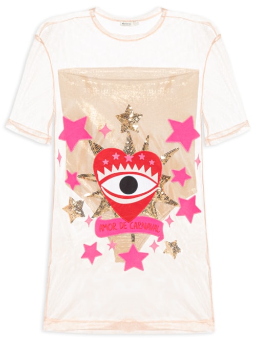 Camiseta Feminina Tela Amor De Carnaval - Bege