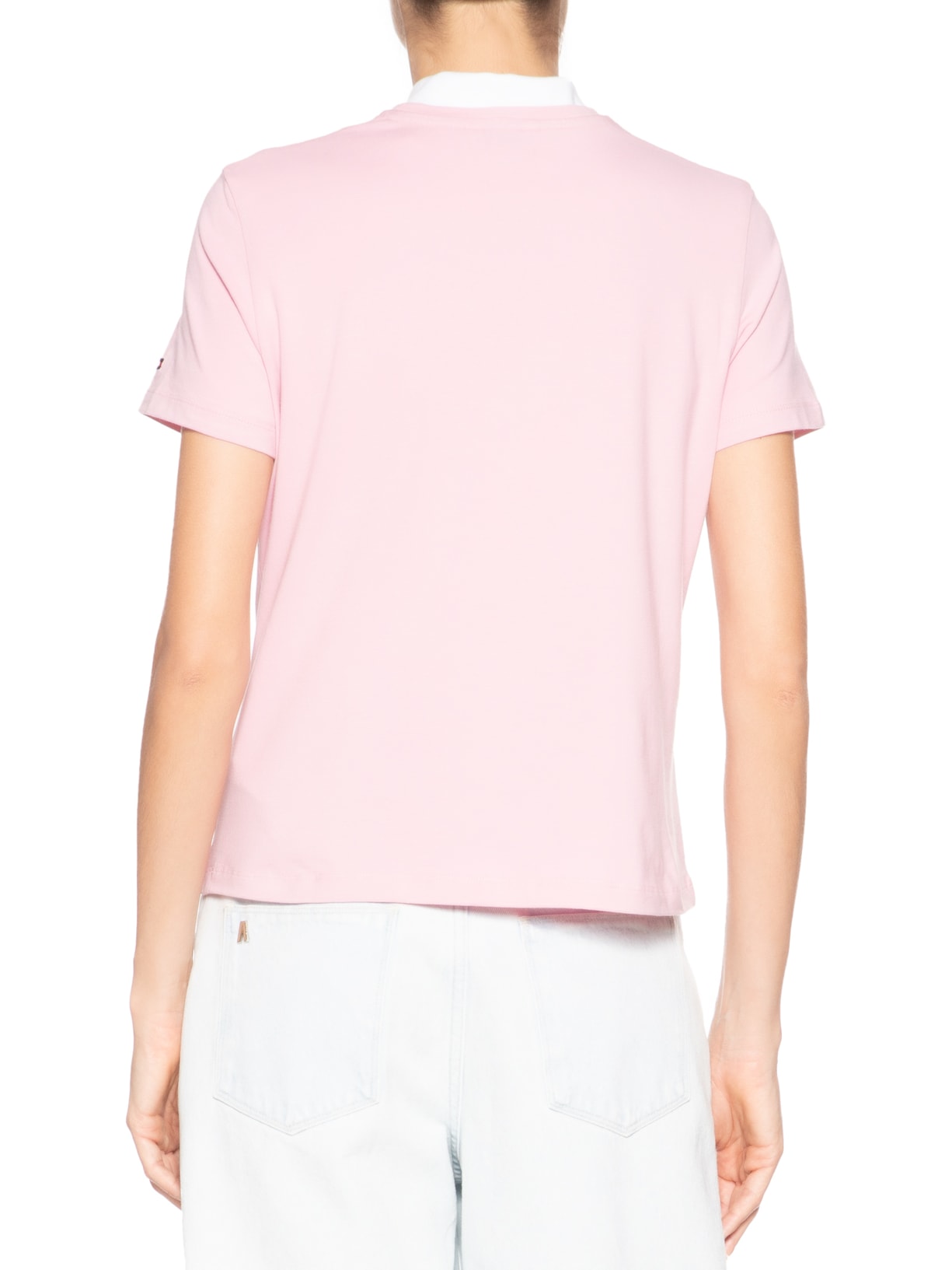 Camiseta Feminina Th Script Reg C-Nk SS Tee Rosa Tommy Hilfiger