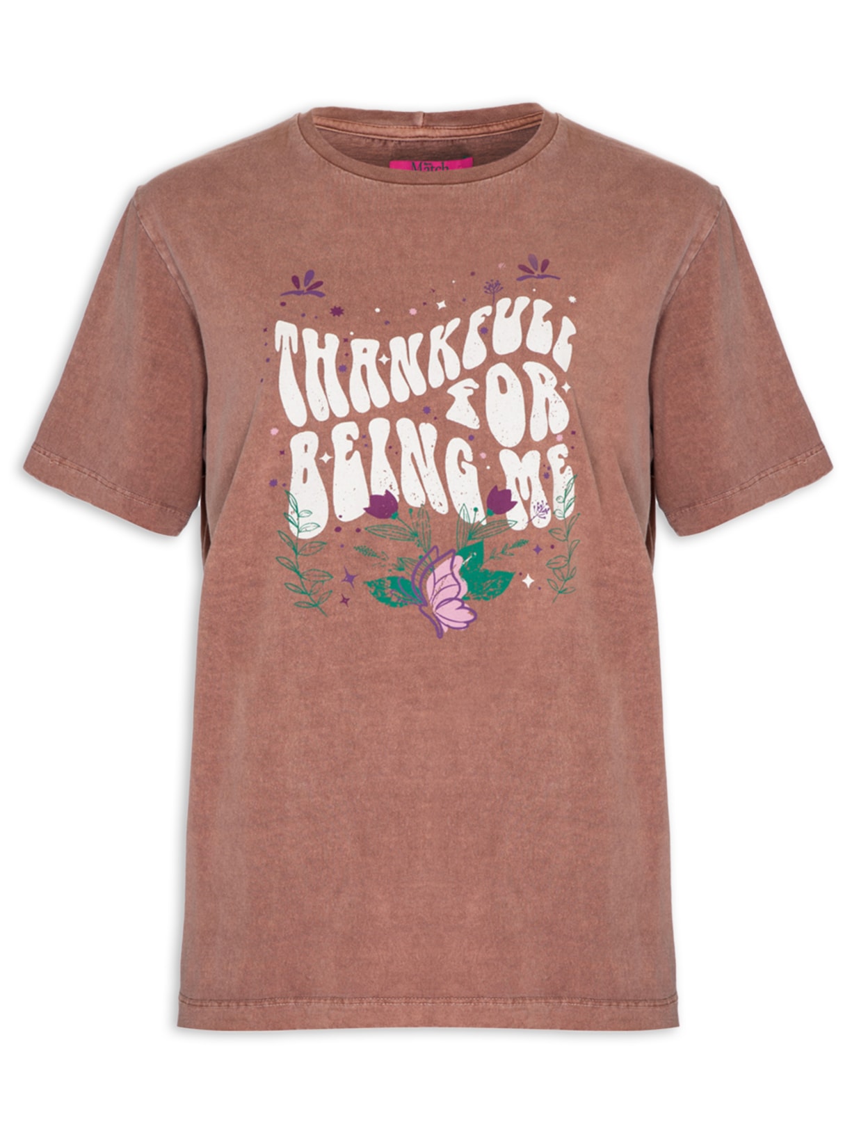 Camiseta Feminina Thankfull I23 - Marrom
