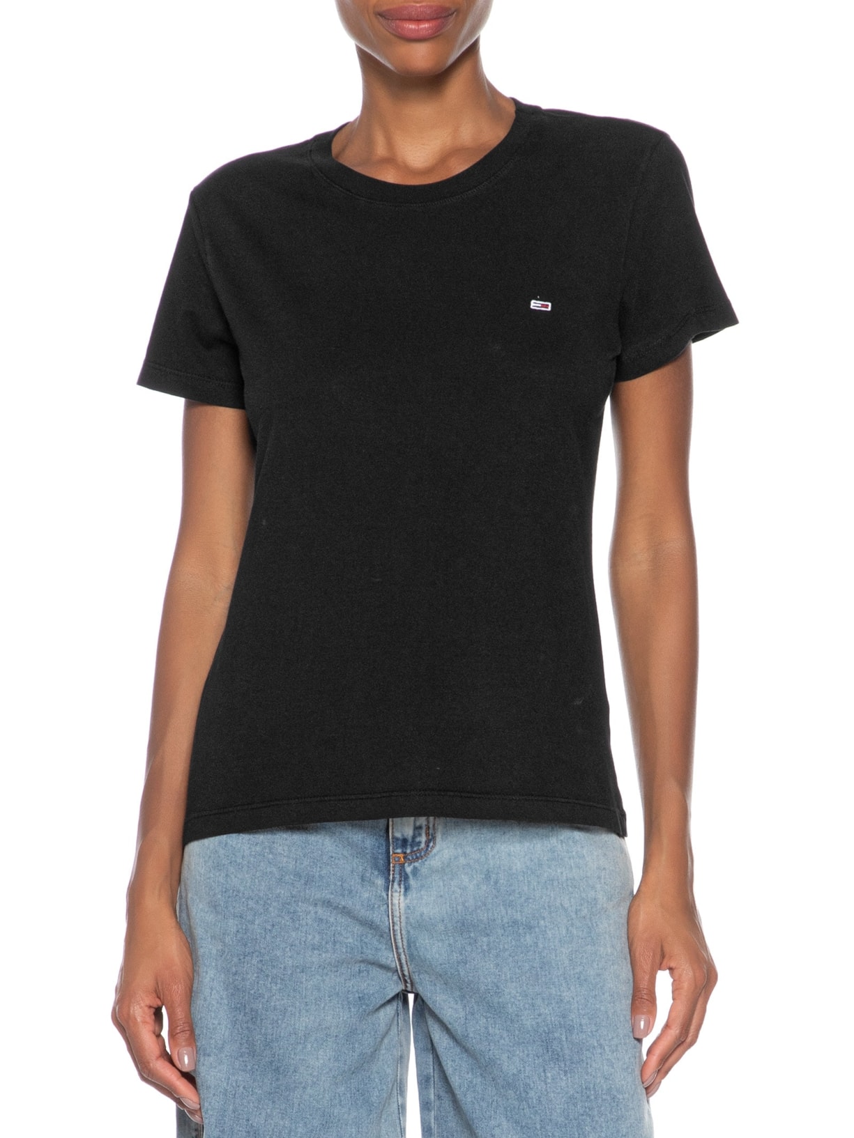 Camiseta Feminina Tjw C Neck Tee Preto Tommy Jeans