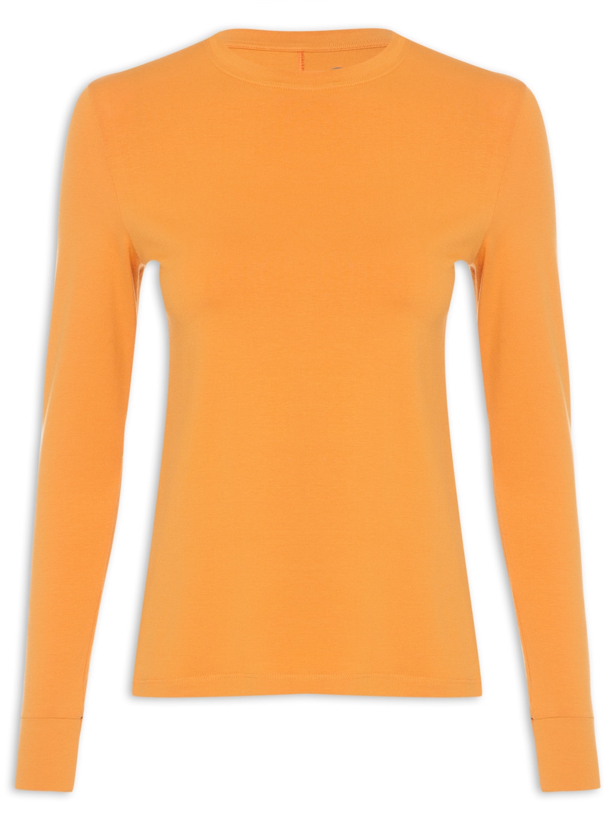 Camiseta Feminina Todo Dia Manga Longa Gola U - Laranja