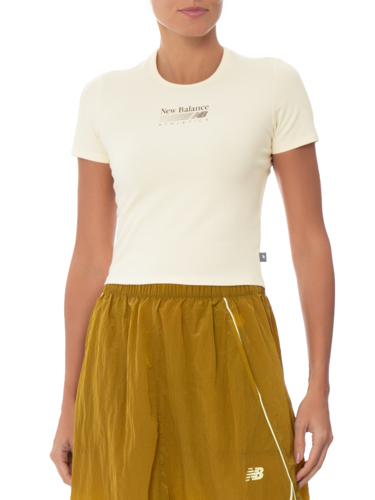 Camiseta Feminina Trackside Ringer Cinza New Balance