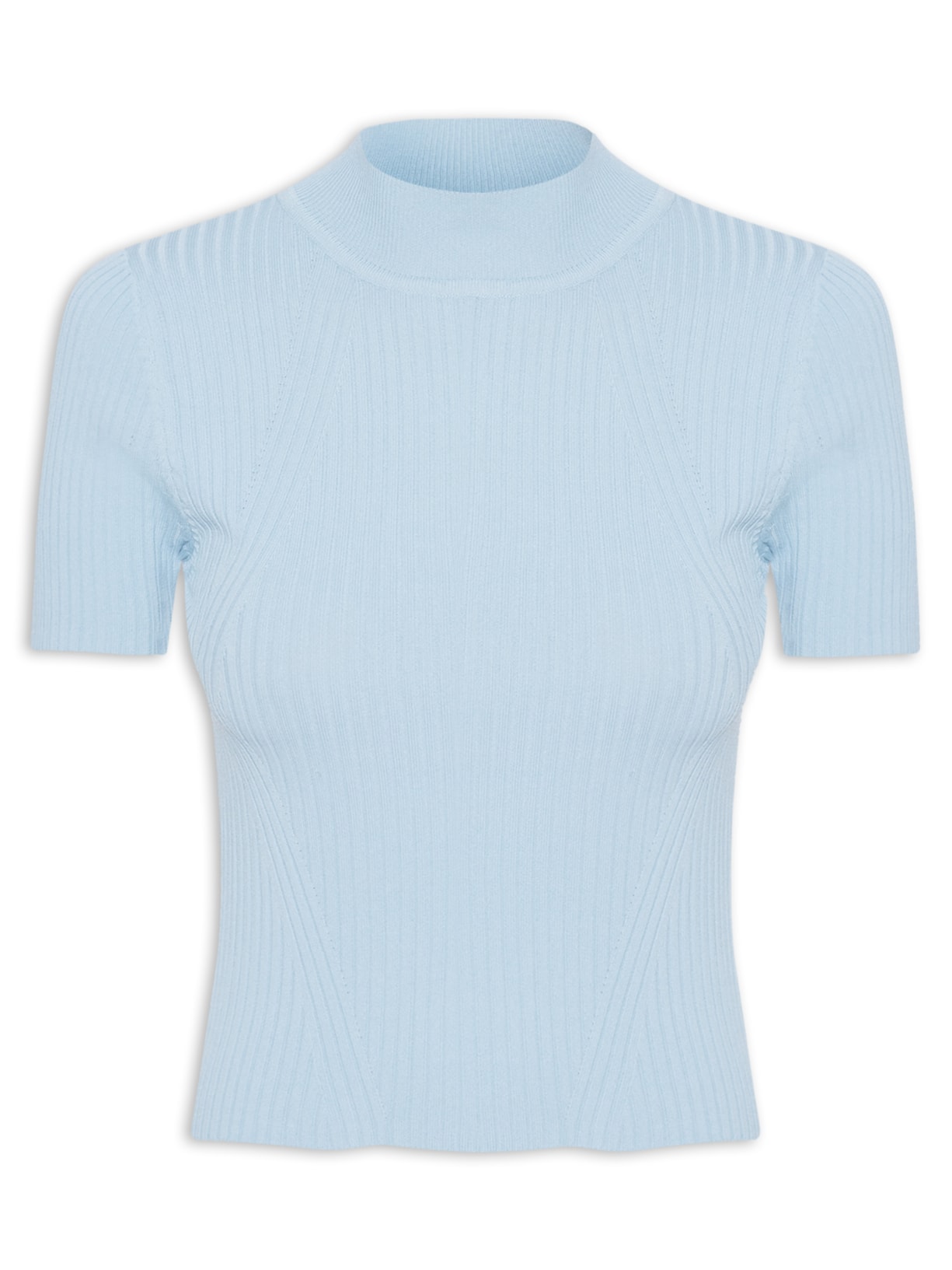 Camiseta Feminina Tricot Básica Azul Basiq