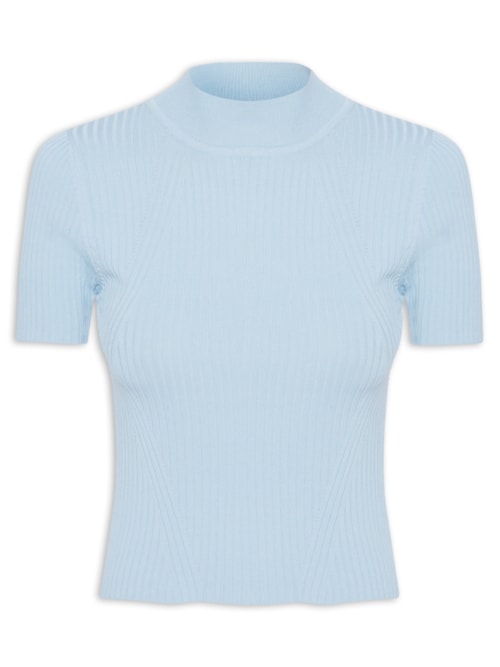 Camiseta Feminina Tricot Básica - Azul