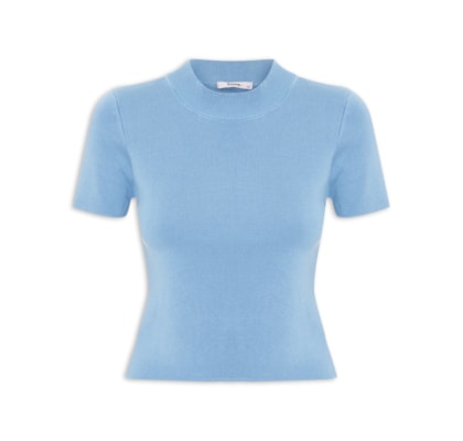 Camiseta Feminina Tricot Básica - Azul