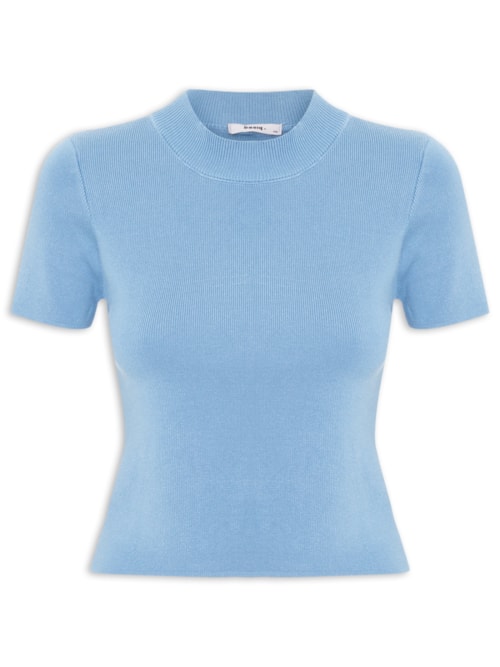 Camiseta Feminina Tricot Básica - Azul