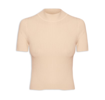 Camiseta Feminina Tricot Básica - Bege