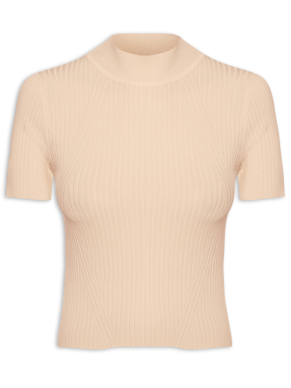 Camiseta Feminina Tricot Básica - Bege