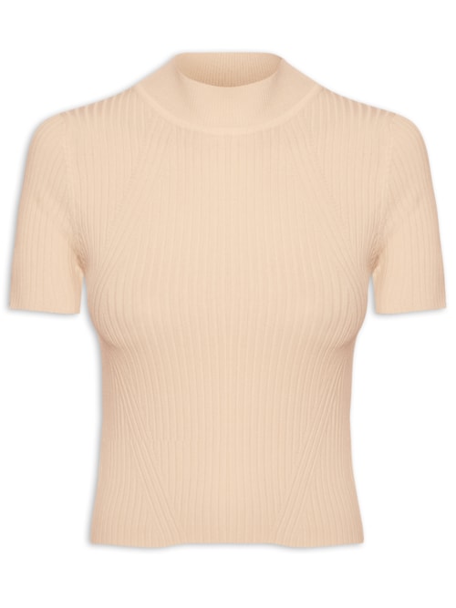Camiseta Feminina Tricot Básica - Bege