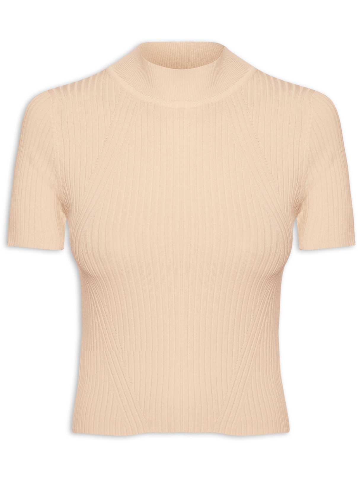 Camiseta Feminina Tricot Básica Bege Basiq