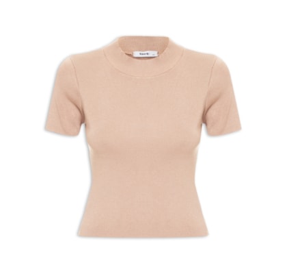 Camiseta Feminina Tricot Básica - Bege