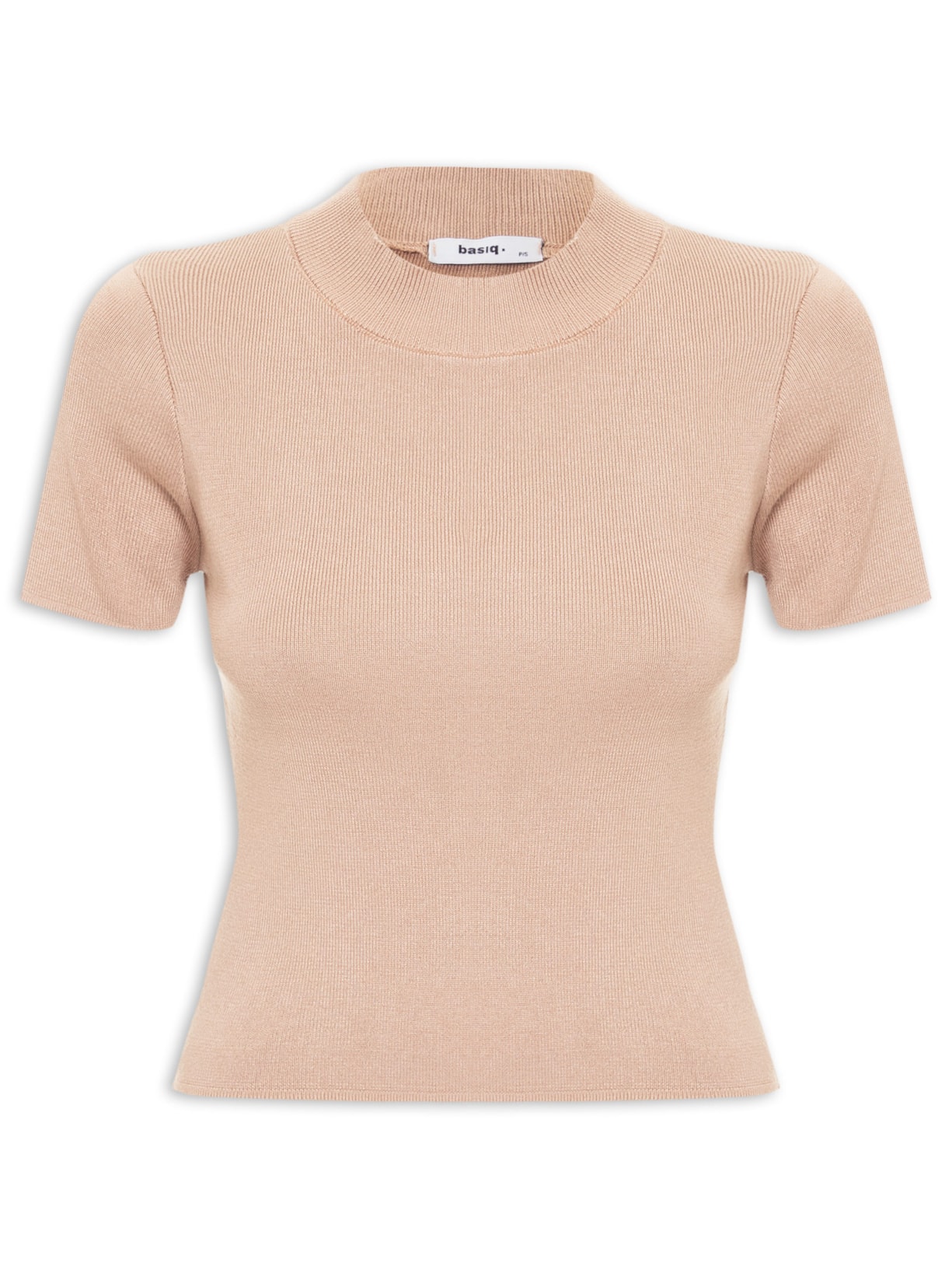 Camiseta Feminina Tricot Básica - Bege