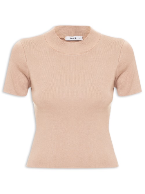 Camiseta Feminina Tricot Básica - Bege