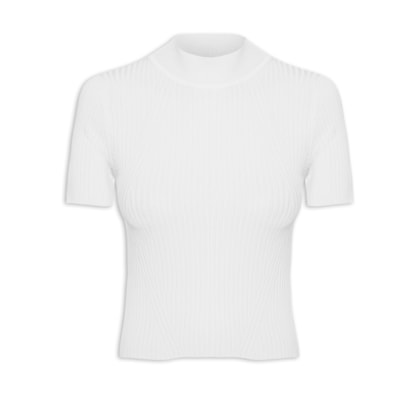 Camiseta Feminina Tricot Básica - Branco