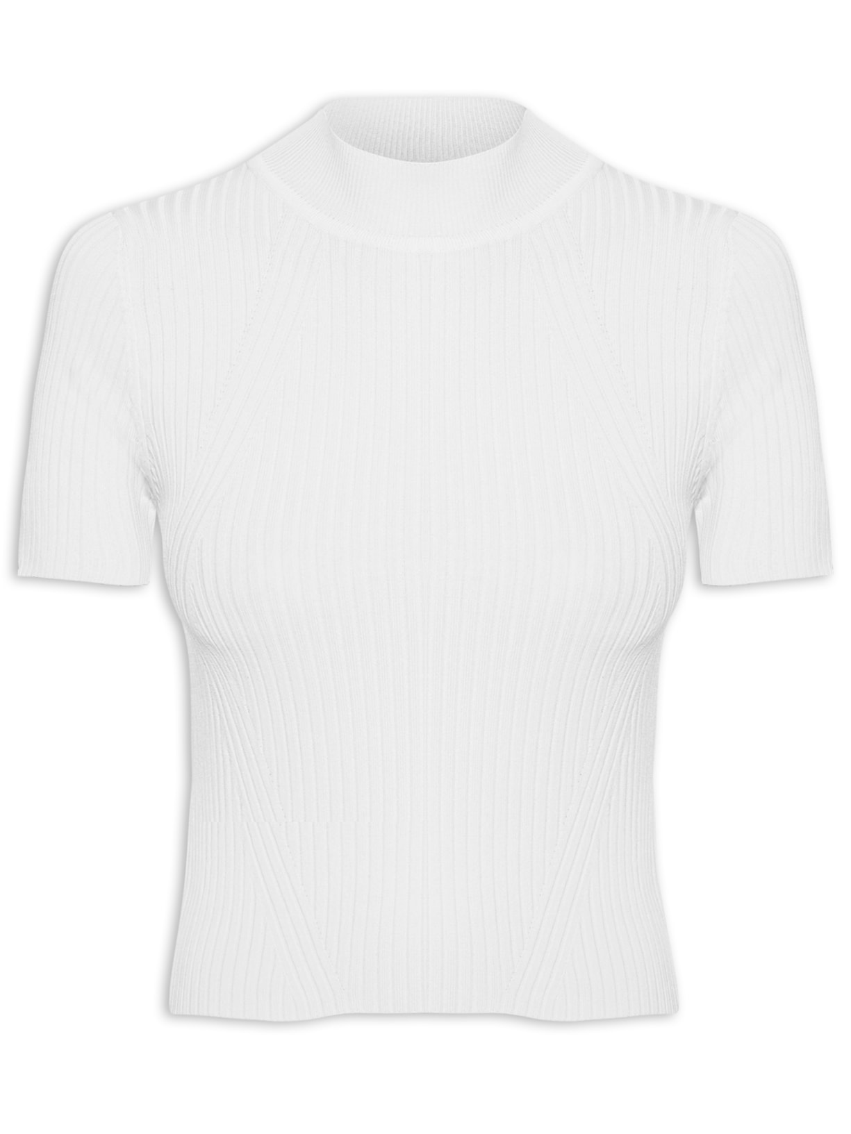 Camiseta Feminina Tricot Básica Branco Basiq