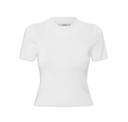 Camiseta Feminina Tricot Básica - Branco