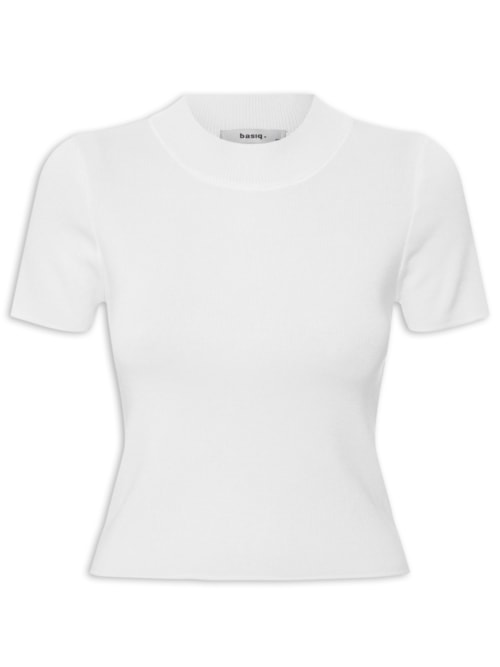 Camiseta Feminina Tricot Básica - Branco