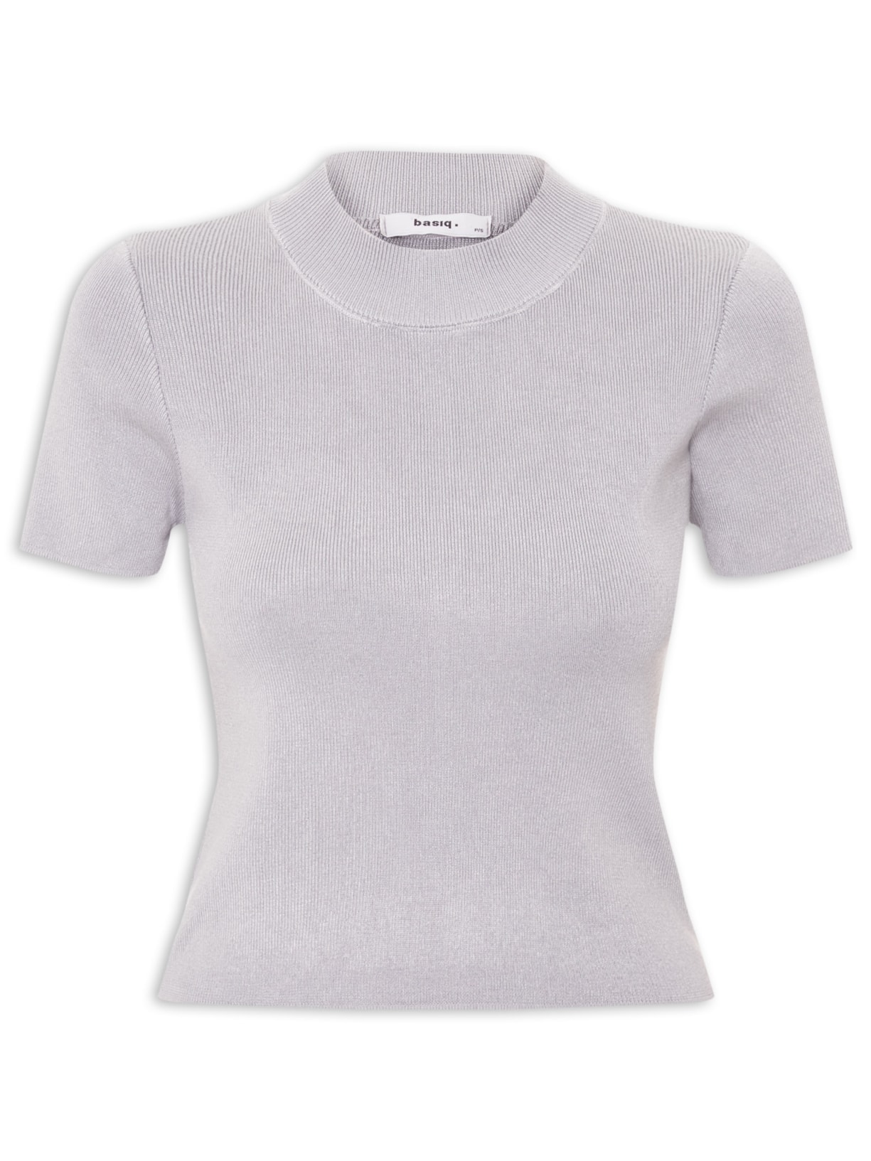 Camiseta Feminina Tricot Básica Cinza Basiq