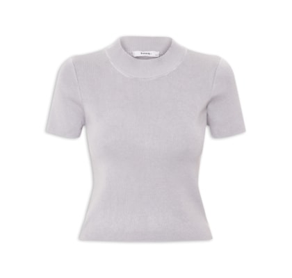 Camiseta Feminina Tricot Básica - Cinza