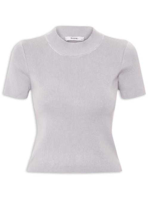 Camiseta Feminina Tricot Básica - Cinza