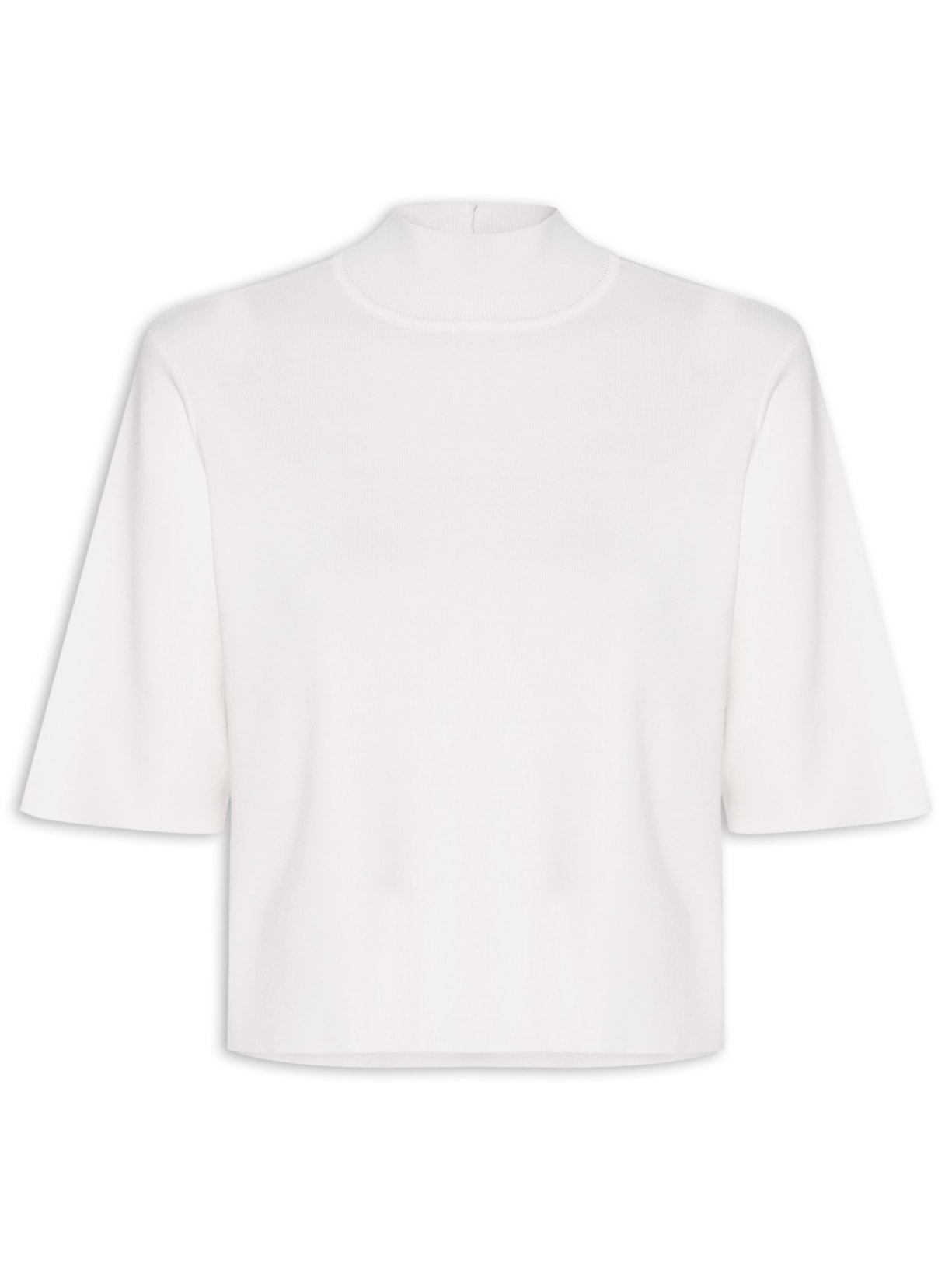 Camiseta Feminina Tricot Básica Gola Alta Branco Animale