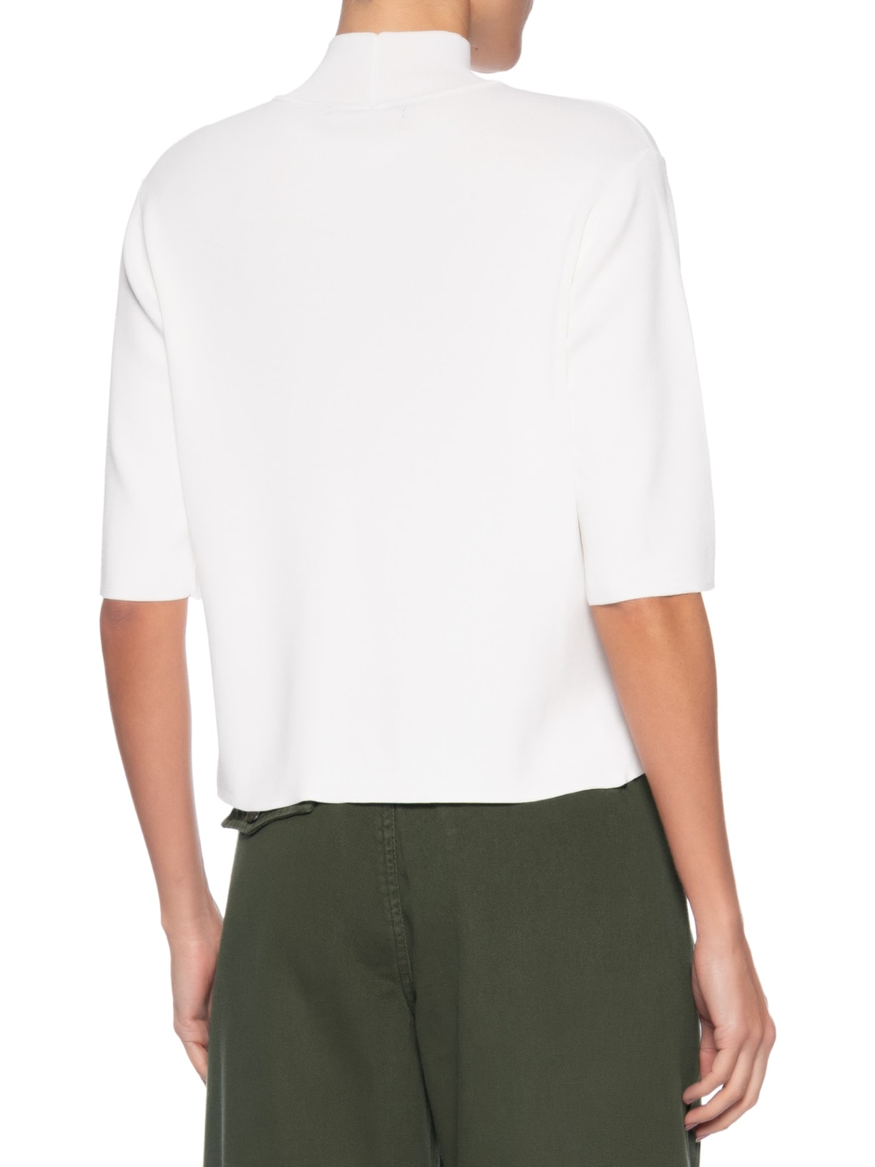 Camiseta Feminina Tricot Básica Gola Alta Branco Animale