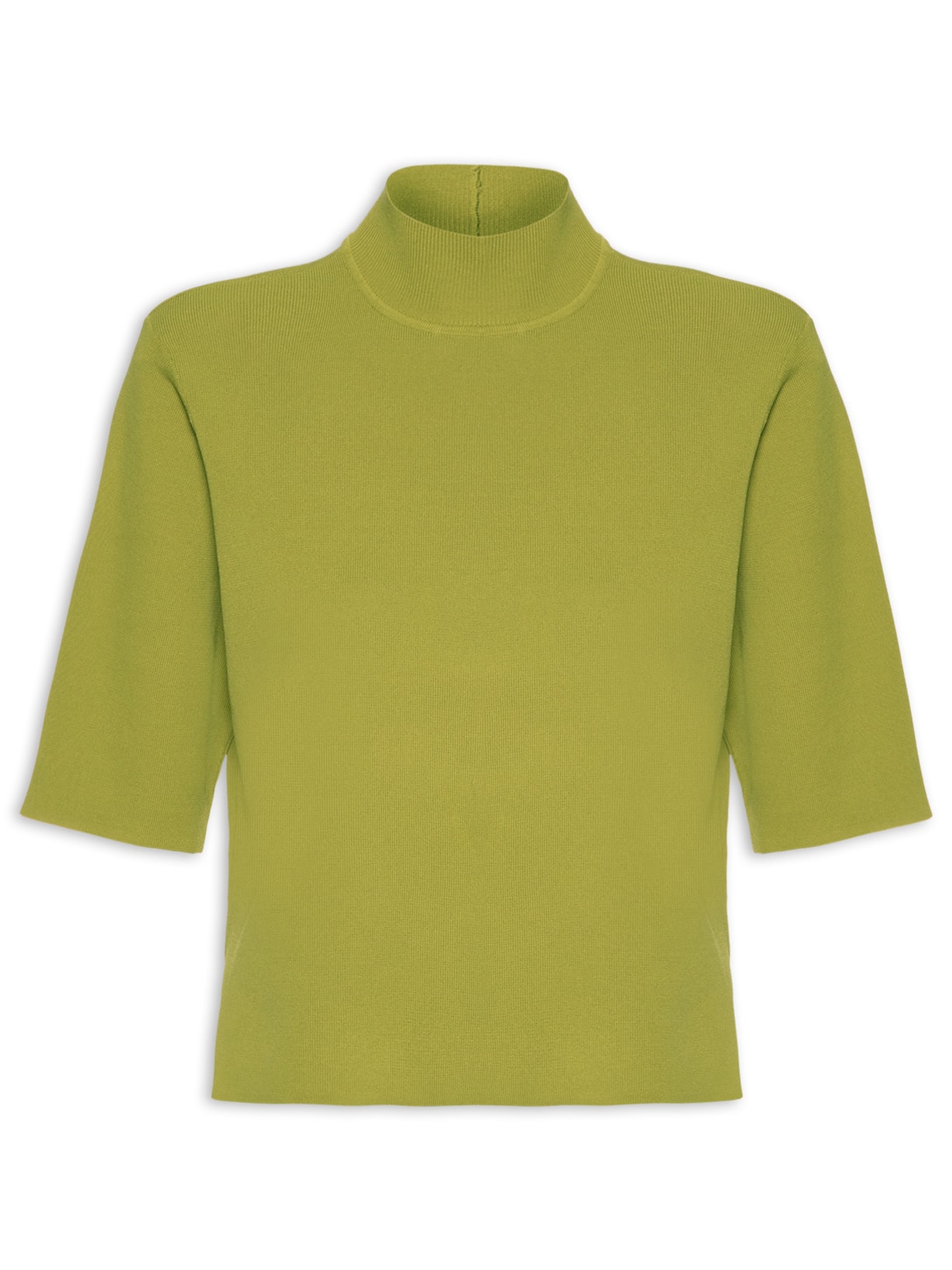 Camiseta Feminina Tricot Básica Gola Alta Color - Verde