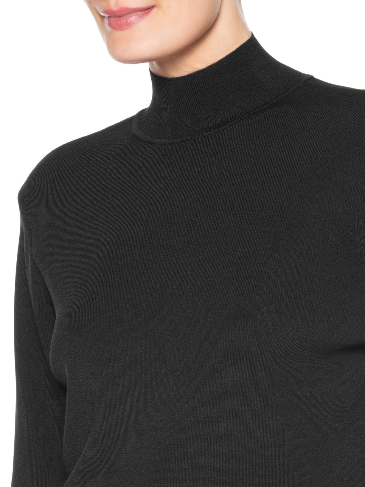 Camiseta Feminina Tricot Básica Gola Alta Preto Animale