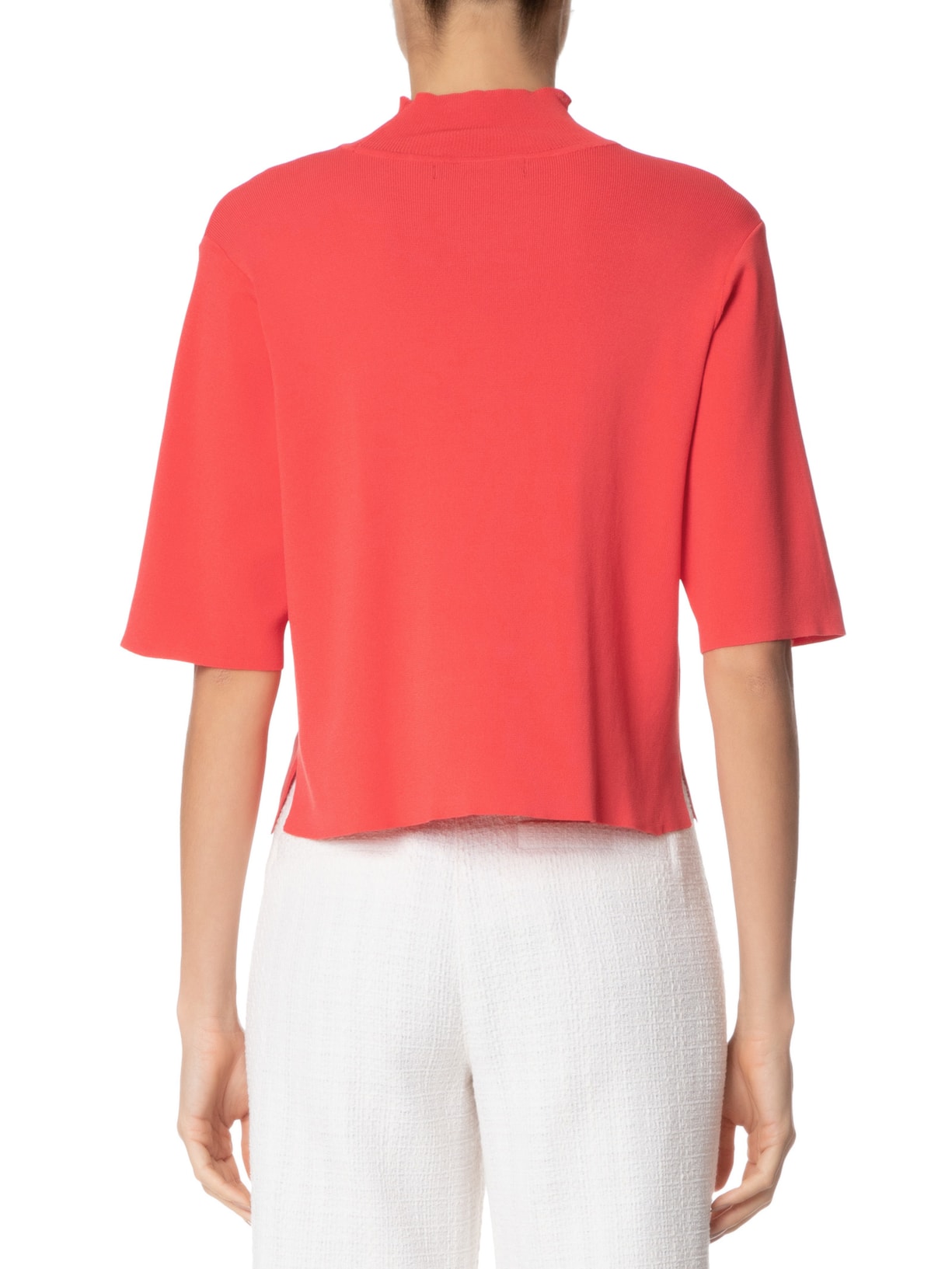 Camiseta Feminina Tricot Básica Gola Alta Rosa Animale