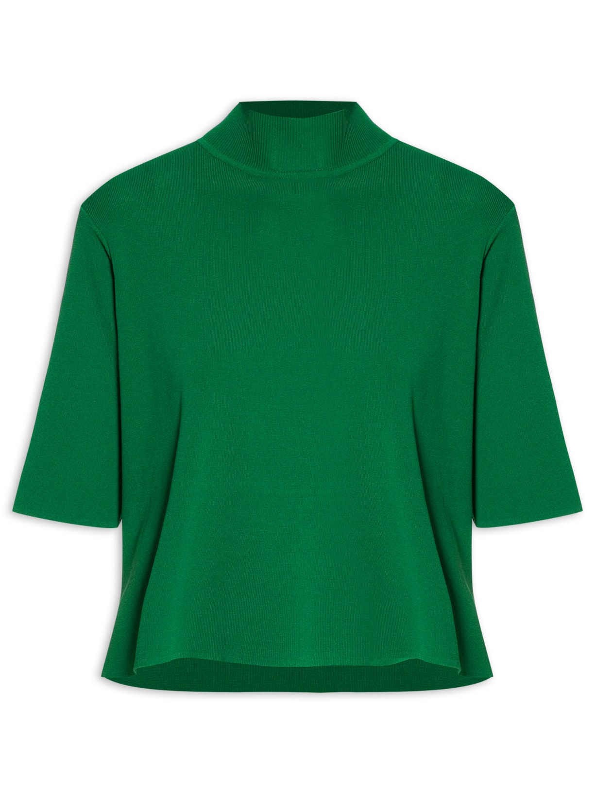 Camiseta Feminina Tricot Básica Gola Alta - Verde