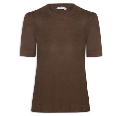 Camiseta Feminina Tricot Básica - Marrom