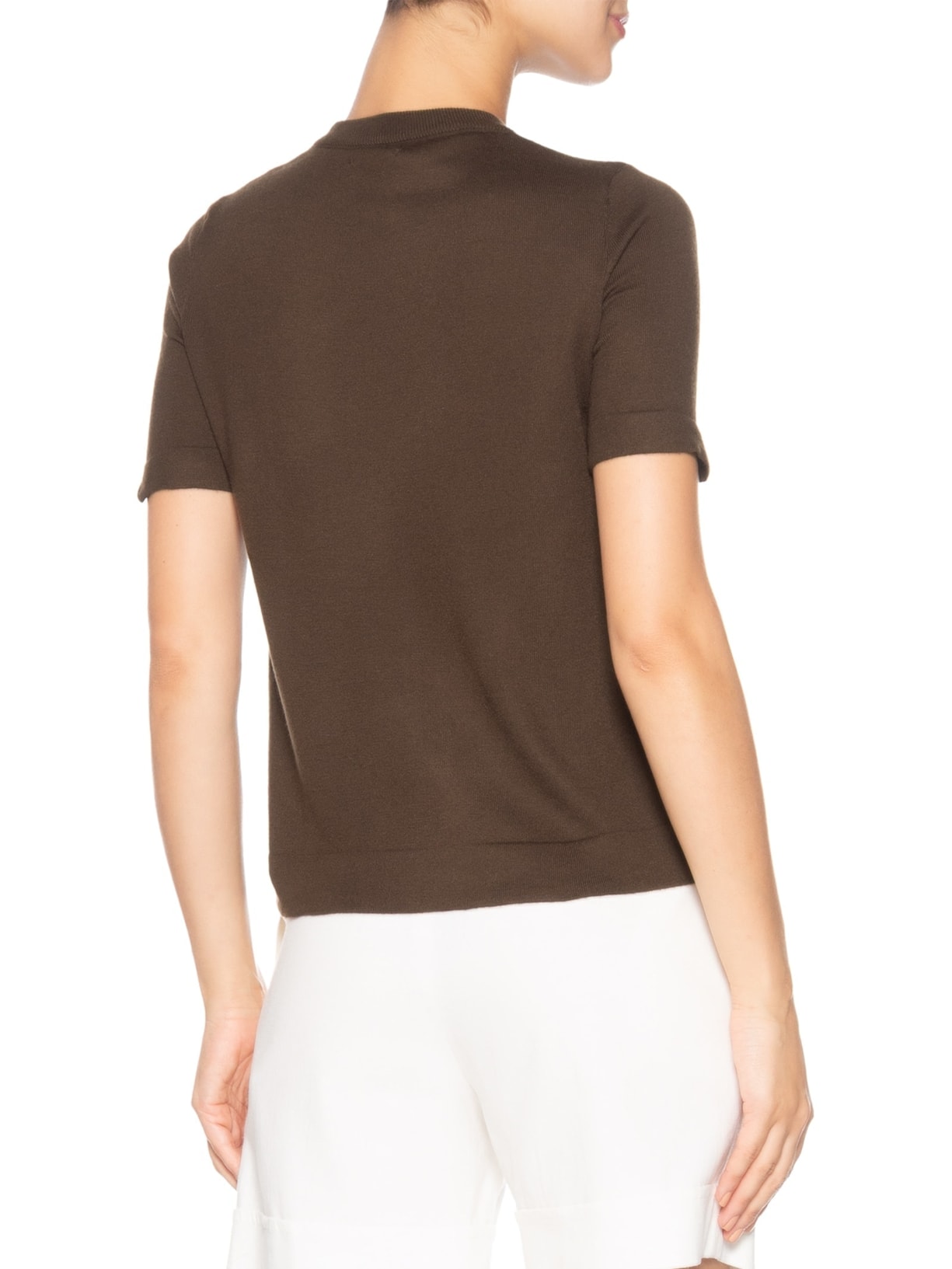 Camiseta Feminina Tricot Básica Marrom Basiq