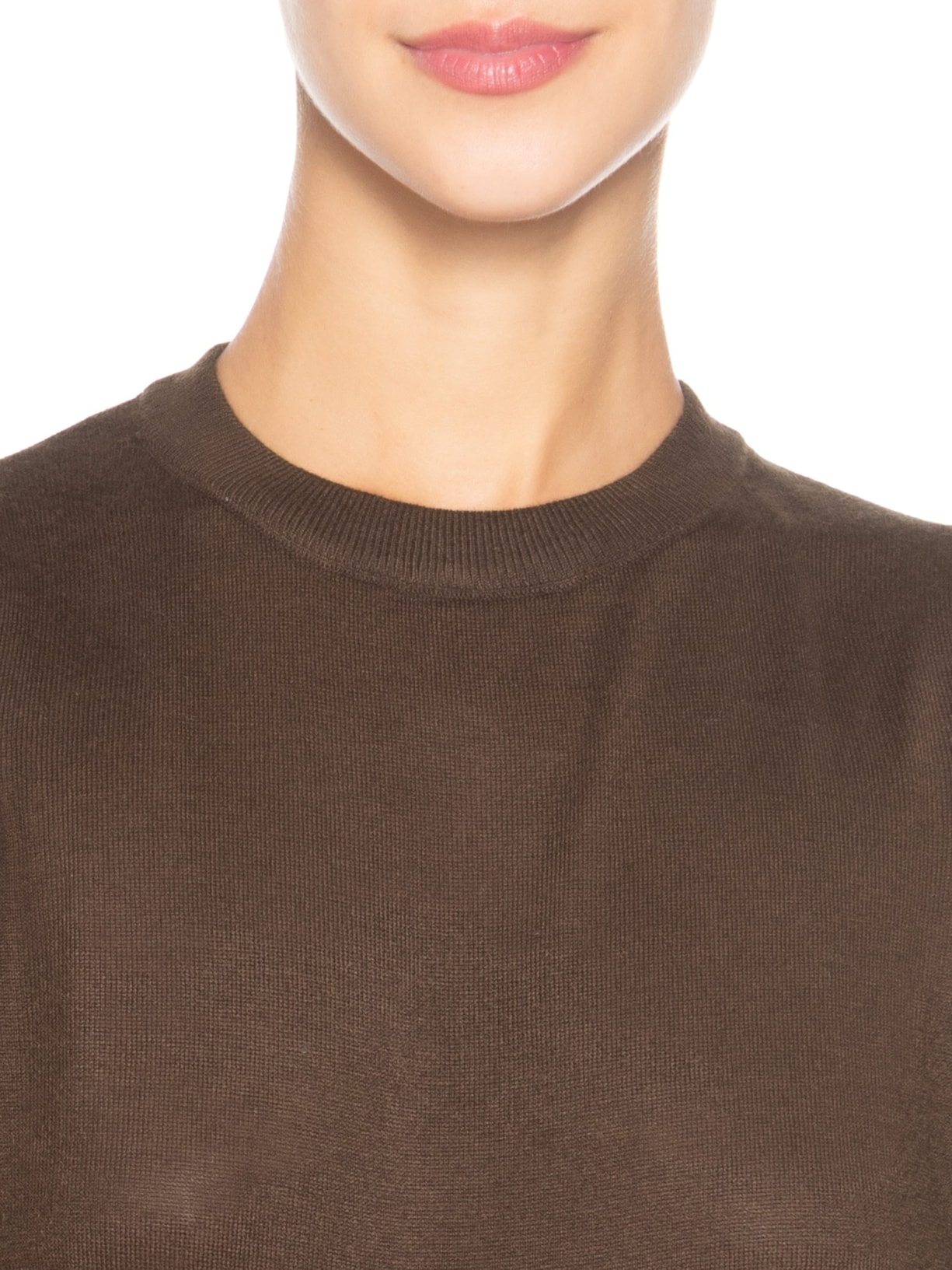 Camiseta Feminina Tricot Básica Marrom Basiq