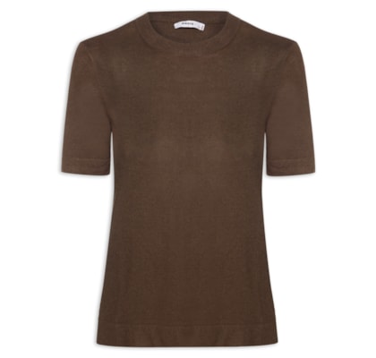 Camiseta Feminina Tricot Básica - Marrom