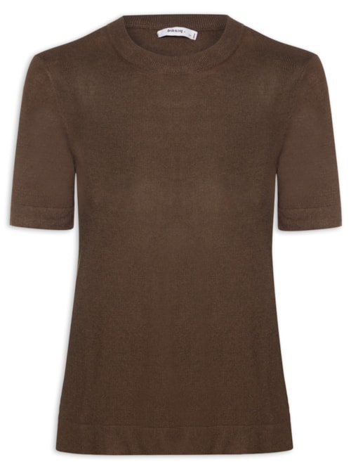 Camiseta Feminina Tricot Básica - Marrom