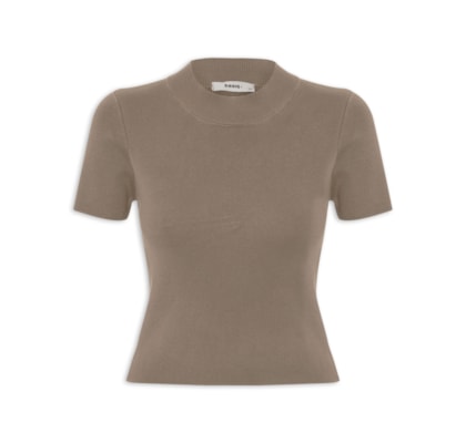 Camiseta Feminina Tricot Básica - Marrom