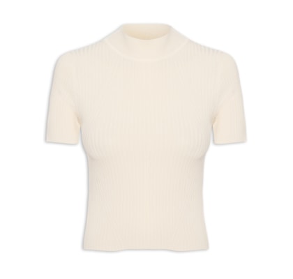 Camiseta Feminina Tricot Básica - Off White