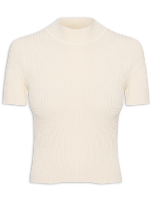 Camiseta Feminina Tricot Básica - Off White