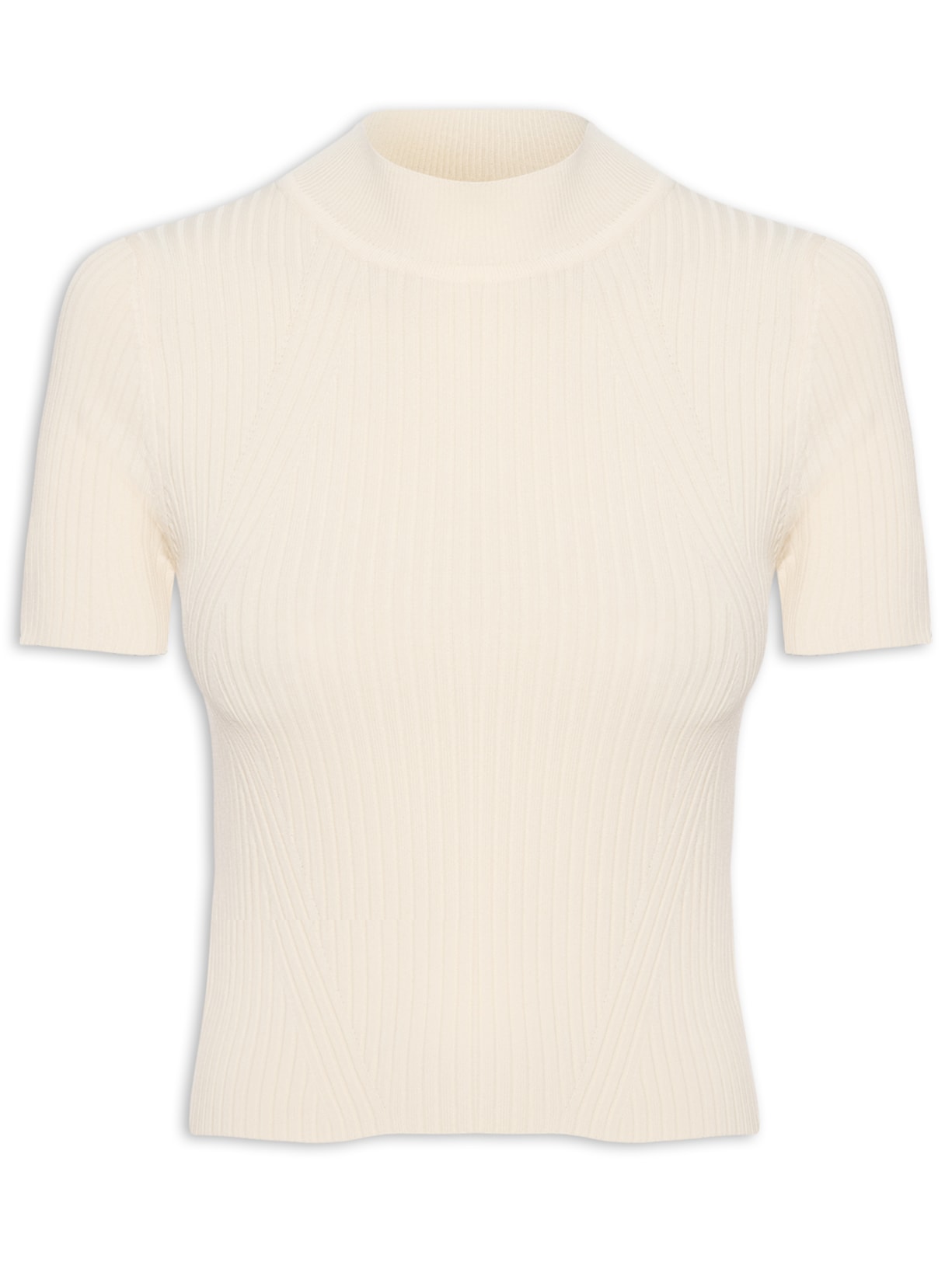 Camiseta Feminina Tricot Básica Off White Basiq