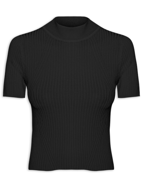 Camiseta Feminina Tricot Básica - Preto