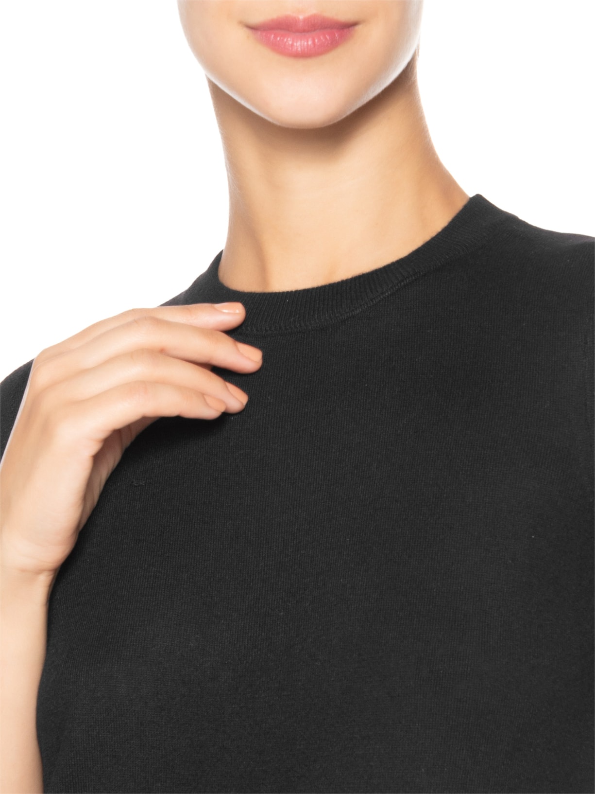 Camiseta Feminina Tricot Básica Preto Basiq