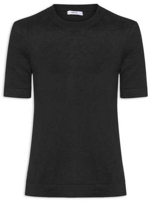 Camiseta Feminina Tricot Básica - Preto