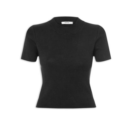 Camiseta Feminina Tricot Básica - Preto