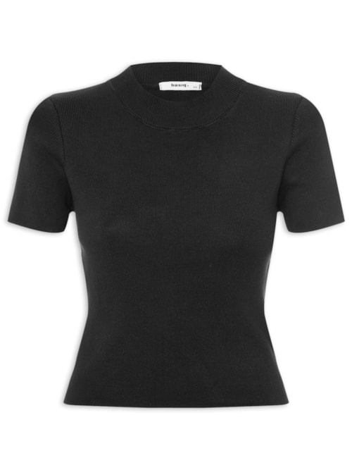 Camiseta Feminina Tricot Básica - Preto