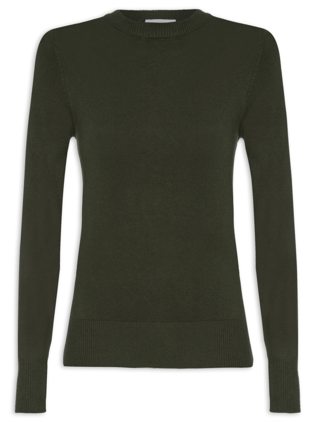 Camiseta Feminina Tricot Básico Decote Redondo - Verde