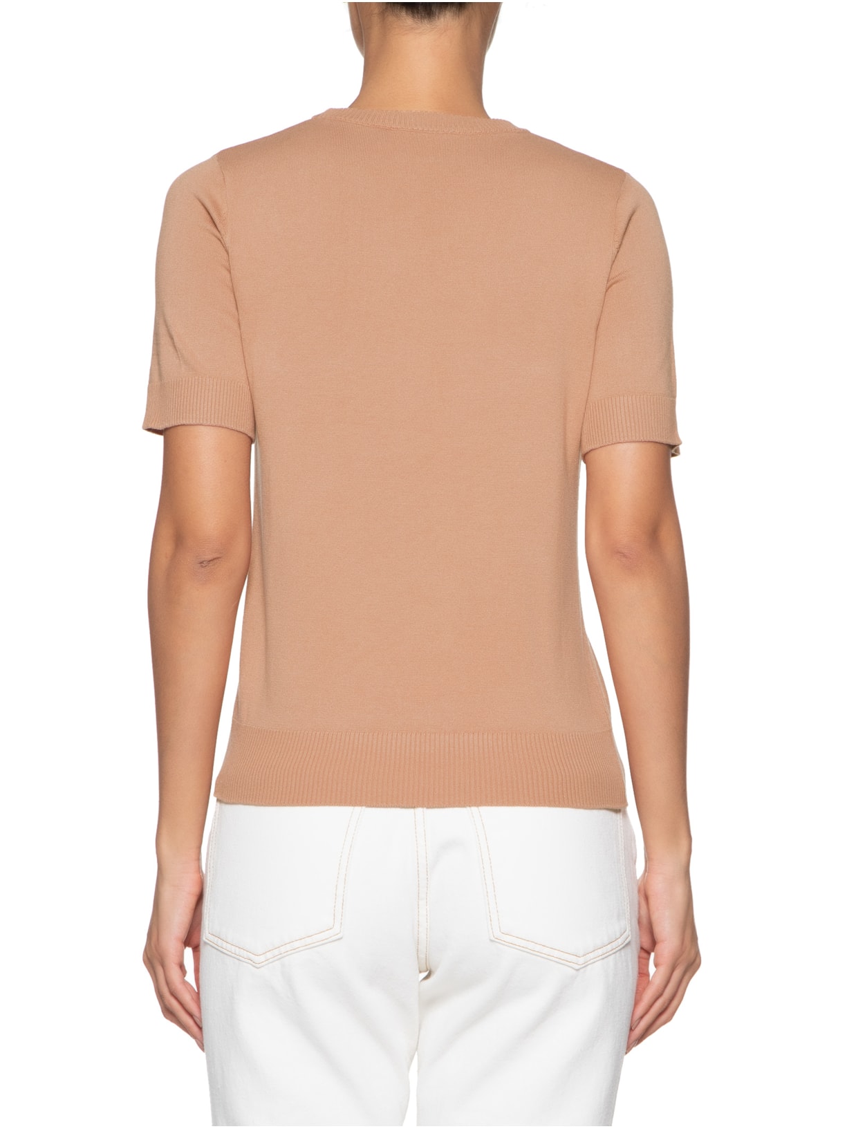 Camiseta Feminina Tricot Básico Marrom Shoulder