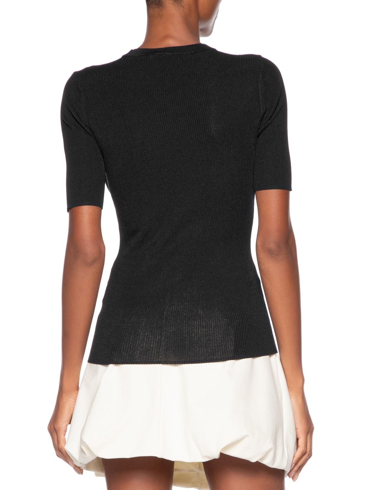 Camiseta Feminina Tricot Canelado Básica Preto Animale