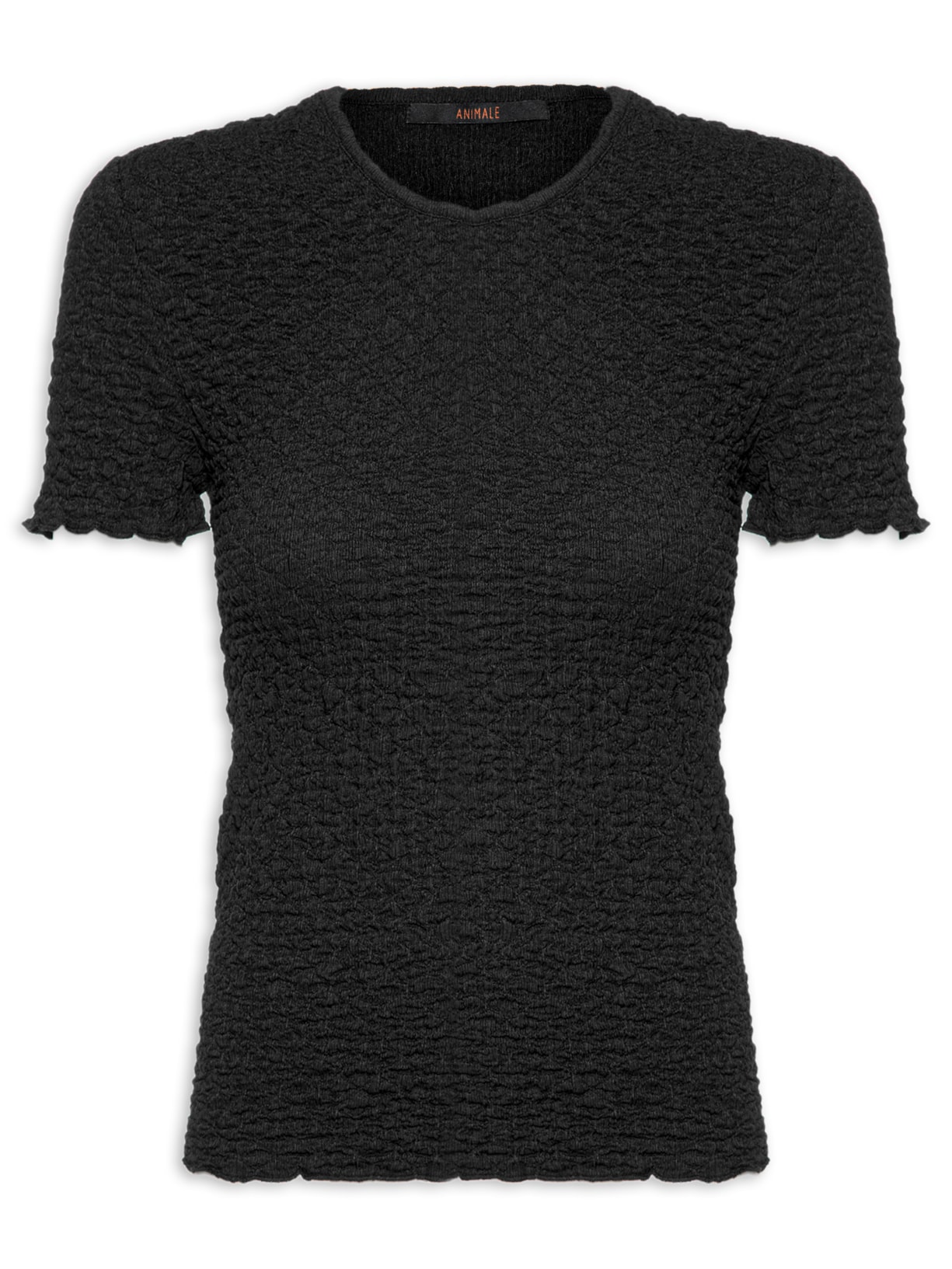 Camiseta Feminina Tricot Com Textura - Preto